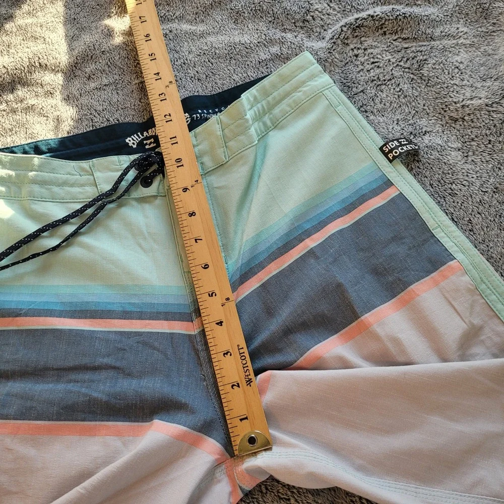 Billabong 73 Spinner Lo Tide Men Board Shorts 30 Striped Surf Beach Pastel 21603